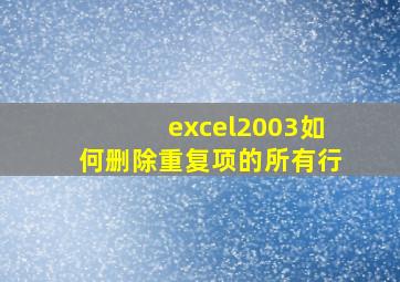 excel2003如何删除重复项的所有行