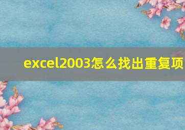 excel2003怎么找出重复项