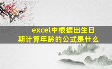 excel中根据出生日期计算年龄的公式是什么