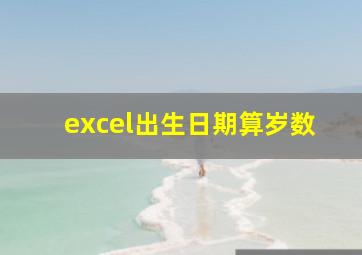 excel出生日期算岁数