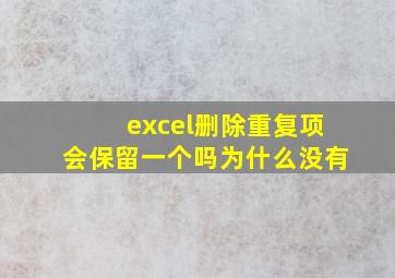 excel删除重复项会保留一个吗为什么没有