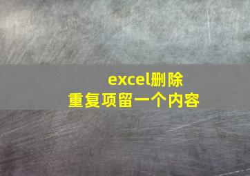 excel删除重复项留一个内容