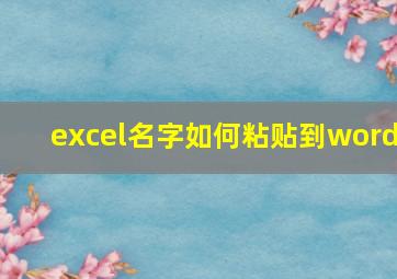 excel名字如何粘贴到word