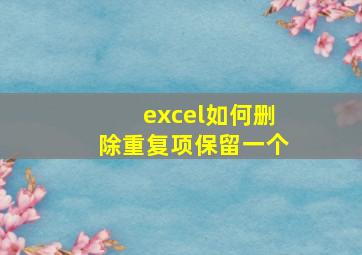 excel如何删除重复项保留一个