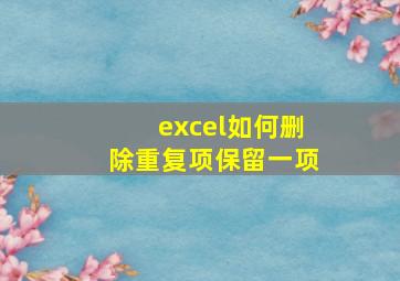 excel如何删除重复项保留一项