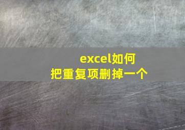 excel如何把重复项删掉一个