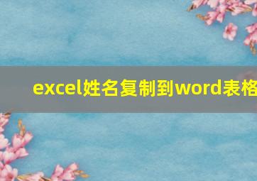 excel姓名复制到word表格