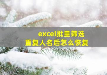 excel批量筛选重复人名后怎么恢复