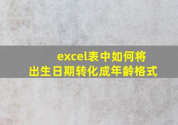 excel表中如何将出生日期转化成年龄格式