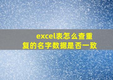 excel表怎么查重复的名字数据是否一致