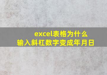 excel表格为什么输入斜杠数字变成年月日