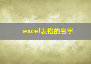 excel表格的名字