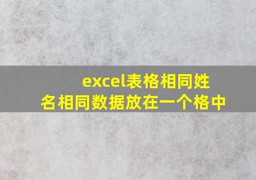 excel表格相同姓名相同数据放在一个格中