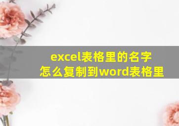 excel表格里的名字怎么复制到word表格里