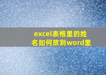 excel表格里的姓名如何放到word里