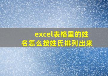 excel表格里的姓名怎么按姓氏排列出来