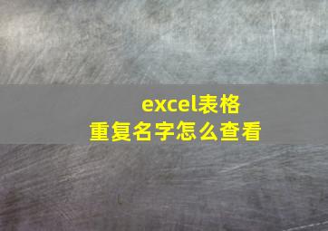 excel表格重复名字怎么查看