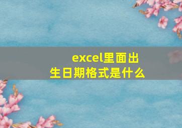 excel里面出生日期格式是什么