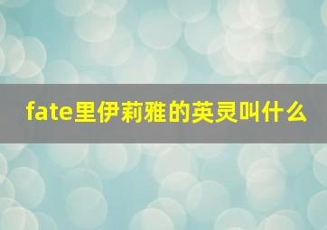 fate里伊莉雅的英灵叫什么