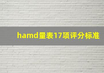 hamd量表17项评分标准