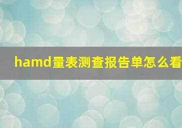 hamd量表测查报告单怎么看