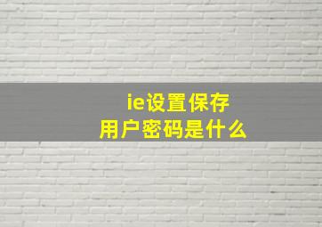 ie设置保存用户密码是什么