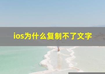 ios为什么复制不了文字