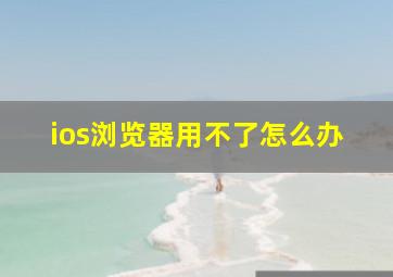 ios浏览器用不了怎么办