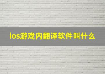 ios游戏内翻译软件叫什么