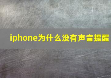 iphone为什么没有声音提醒