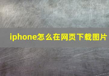 iphone怎么在网页下载图片