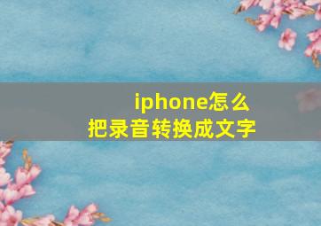 iphone怎么把录音转换成文字