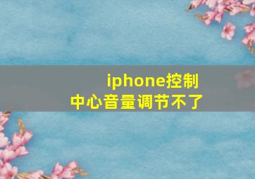 iphone控制中心音量调节不了