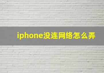 iphone没连网络怎么弄