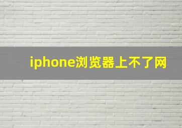 iphone浏览器上不了网