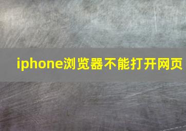 iphone浏览器不能打开网页