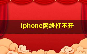 iphone网络打不开