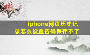 iphone网页历史记录怎么设置密码保存不了