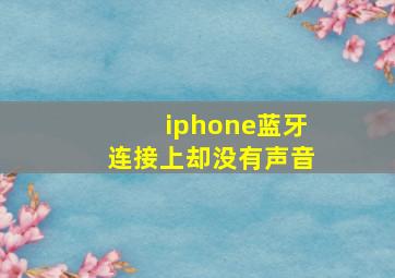 iphone蓝牙连接上却没有声音