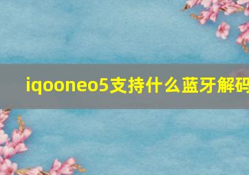 iqooneo5支持什么蓝牙解码