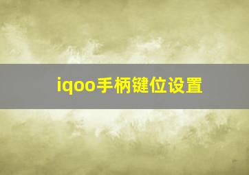 iqoo手柄键位设置