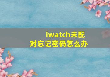 iwatch未配对忘记密码怎么办