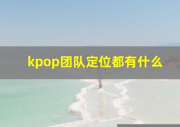 kpop团队定位都有什么