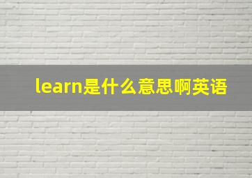 learn是什么意思啊英语