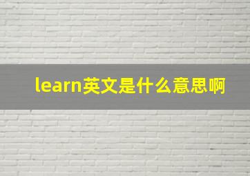 learn英文是什么意思啊