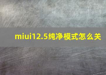 miui12.5纯净模式怎么关