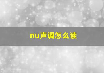 nu声调怎么读