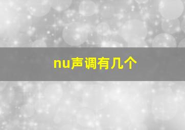 nu声调有几个