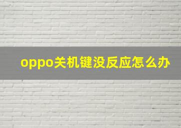 oppo关机键没反应怎么办