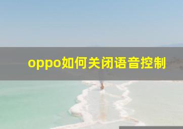 oppo如何关闭语音控制